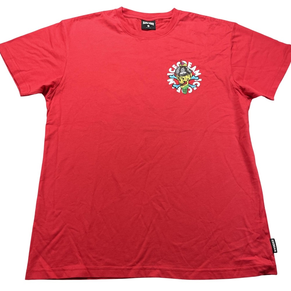 Icecream Shirt Mens Large Red Skull Ice Cream Cone Graphic Tee Double Sided